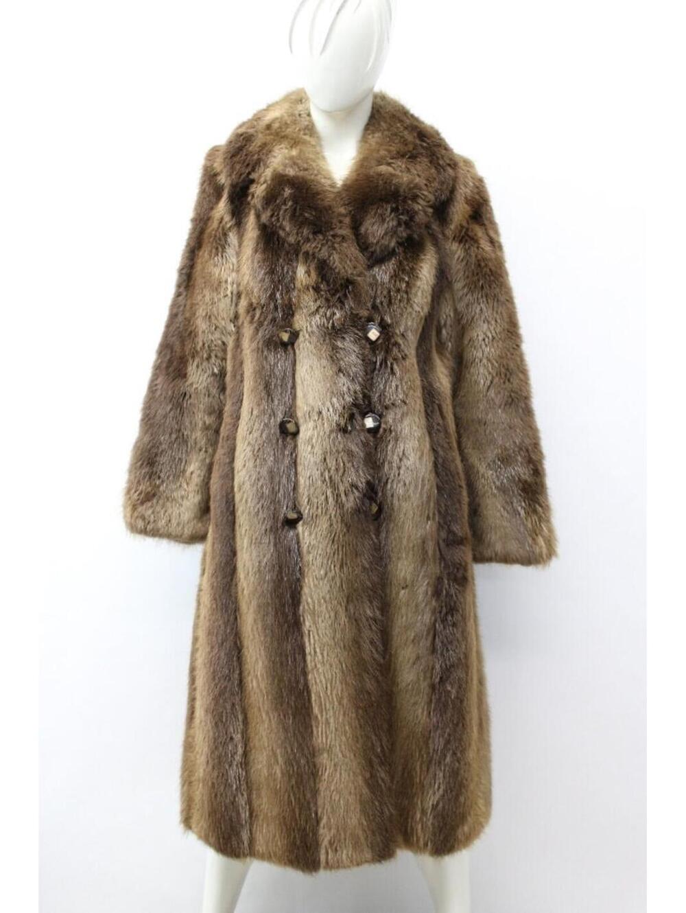 Mint Brown Beaver Fur Coat Jacket Women Woman Size 4 Small